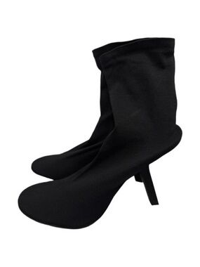 Balenciaga Black Stretch Sock Ankle Boots with Sculpted Heel